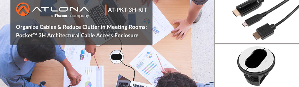 AT-PKT-3H-KIT banner showcasing a conference room as well as the cables and box included in kit